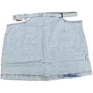WeWoreWhat Denim Cut Out Mini Skirt Super Light L NWT‎